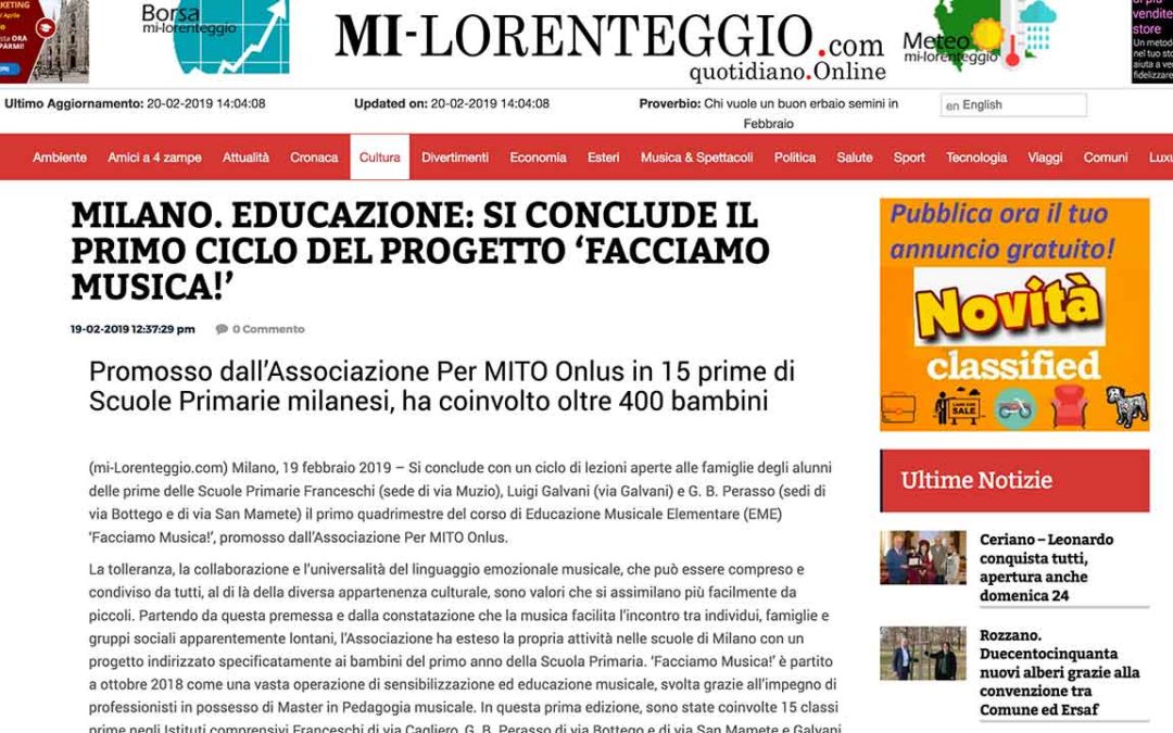 Facciamo Musica! – MI-Lorenteggio: Milano. Educazione