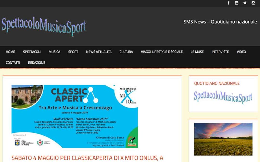 SpettacoloMusicaSport: Sabato 4 maggio per ClassicAperta