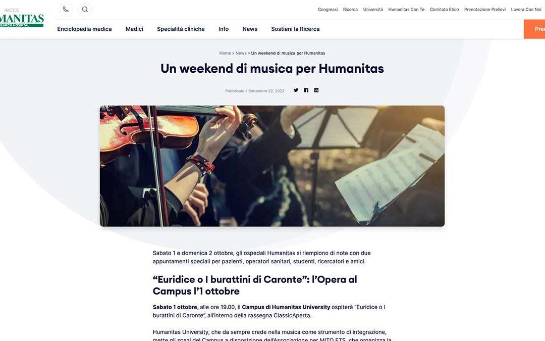 Humanitas:  Un weekend di musica per Humanitas