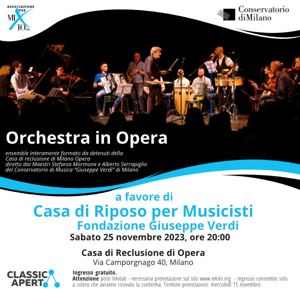 Orchestra in Opera per il sociale: concerto del 25 novembre 2023