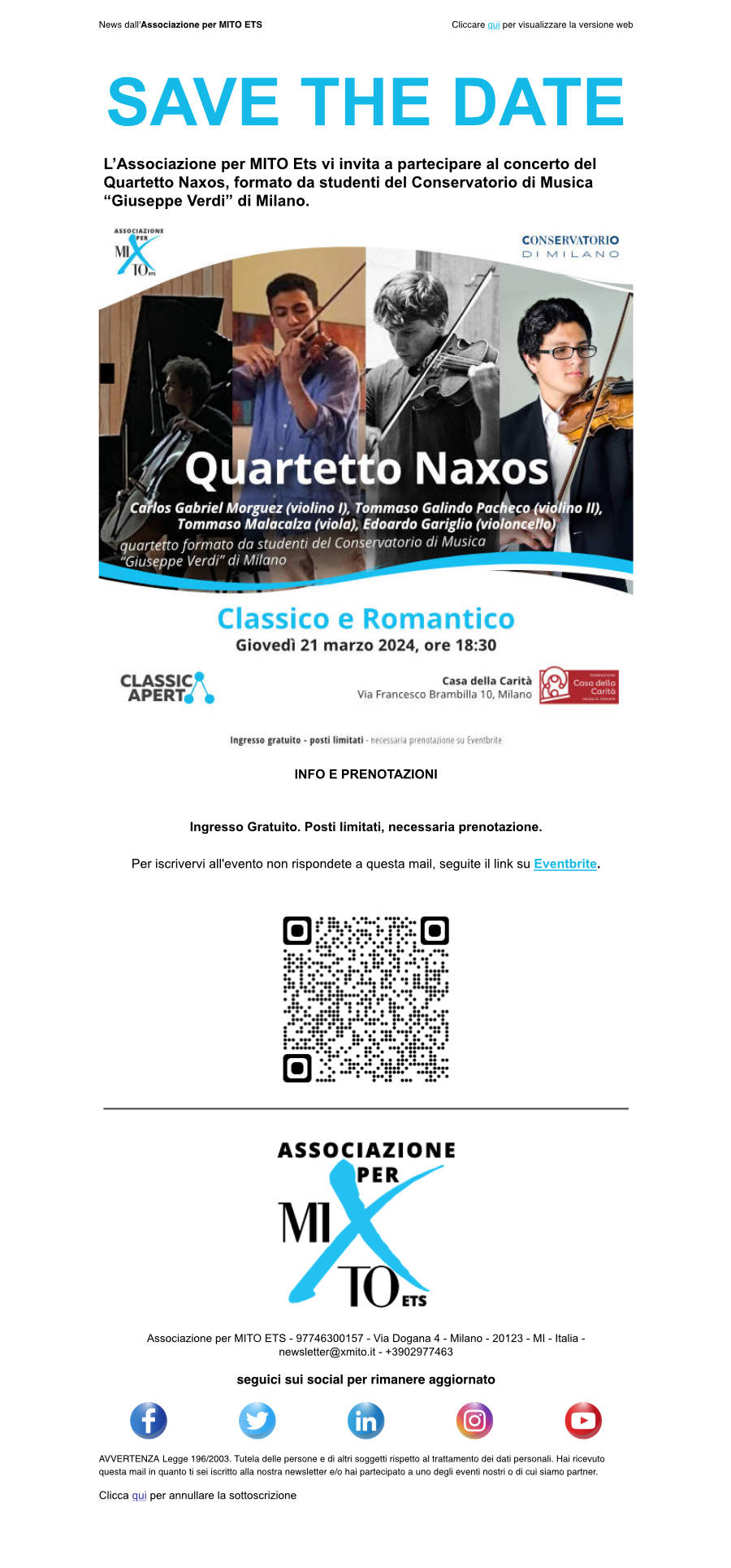 Invito ClassicAperta: Quartetto Naxos